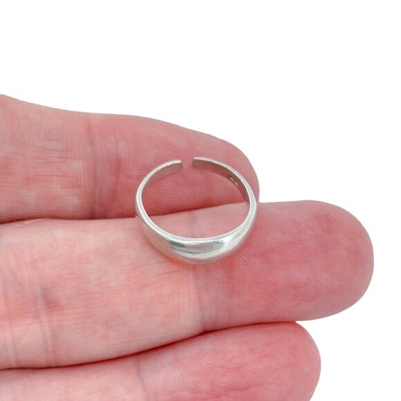 Domed Open Back Toe Ring | Vintage Thai Sterling Silver 925 | Size 4 - Picture 1 of 12
